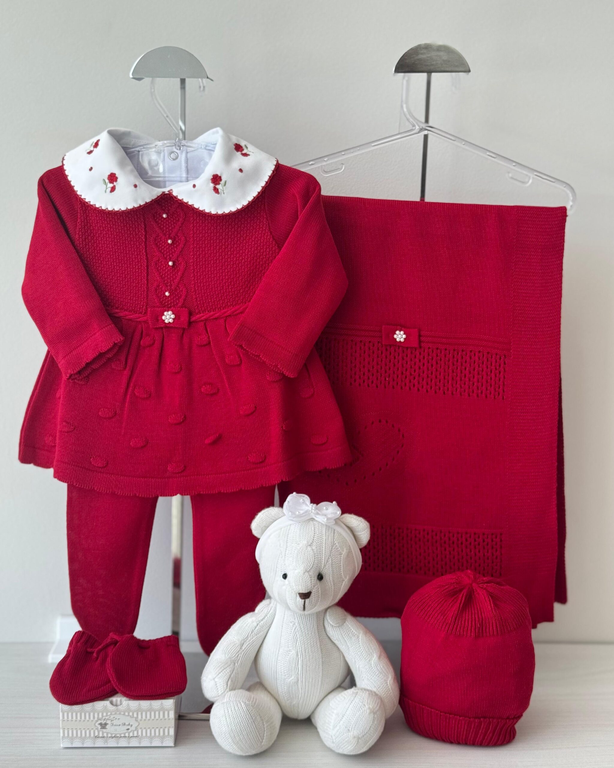 Saída Maternidade Vestido Pelotas Vermelho