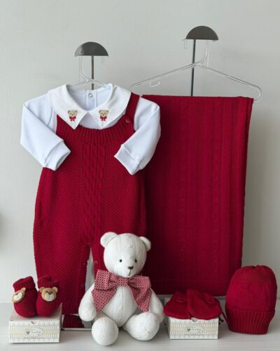 Saída Maternidade Jardineira Pipoca Vermelha