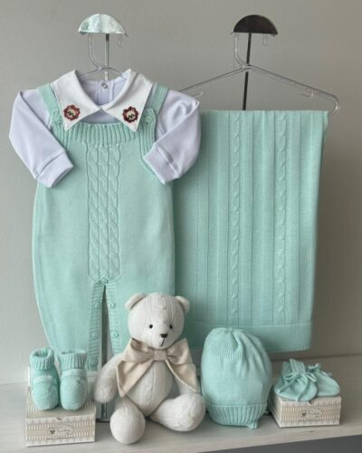 Saída Maternidade Jardineira Trança Verde Geleira