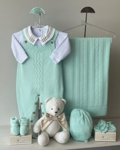 Saída Maternidade Jardineira Pipoca Verde Geleira