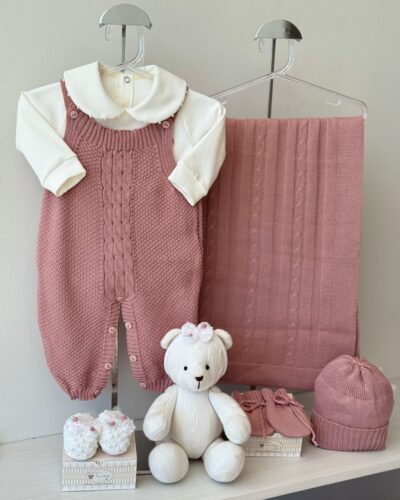 Saída Maternidade Jardineira Pipoca Rosê