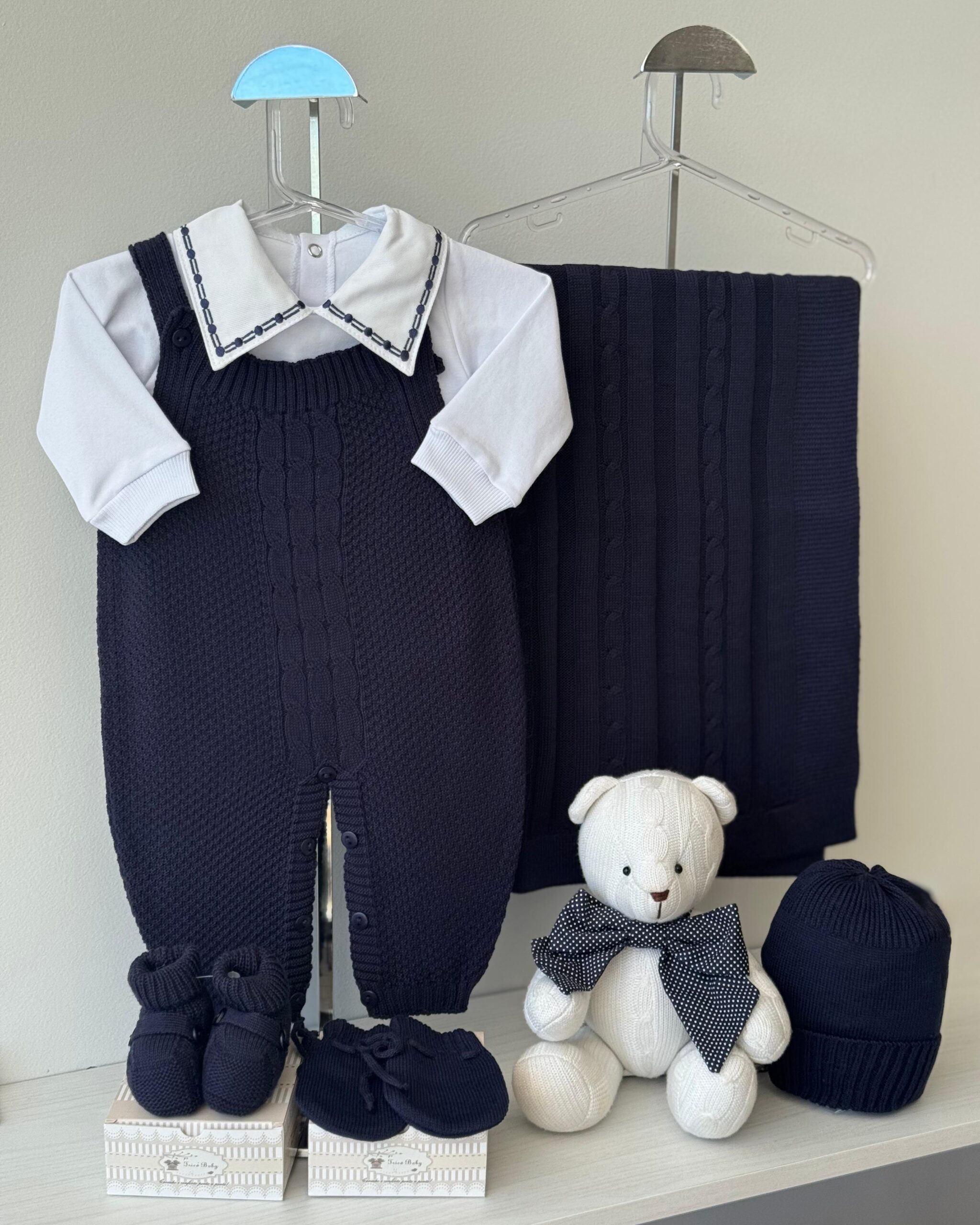 Saída Maternidade Jardineira Pipoca Marinho