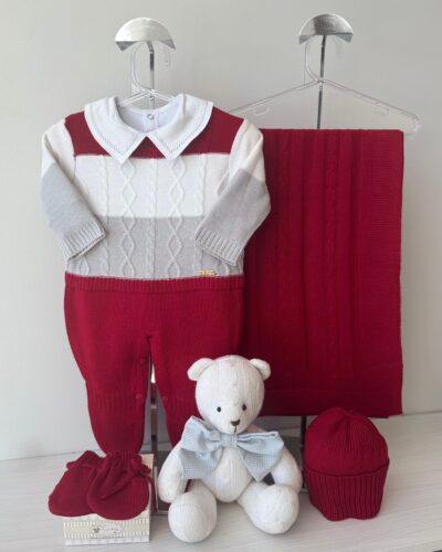 Saída Maternidade Macacão Aaram Vermelho Tricolor