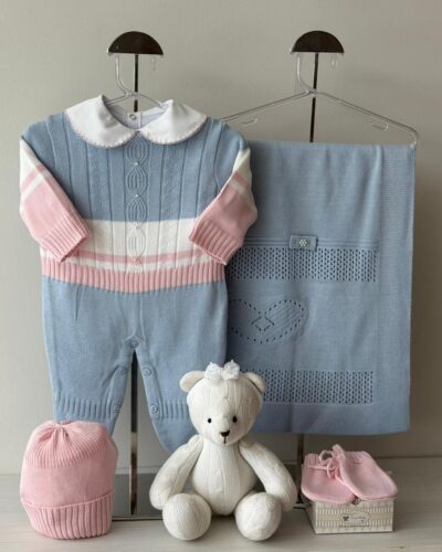 Saída Maternidade Tricolor Salinas, Rosa e Branco