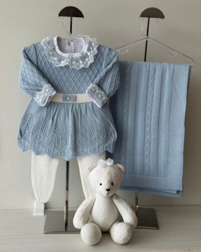 Saída Maternidade Vestido Cinto Azul Salinas