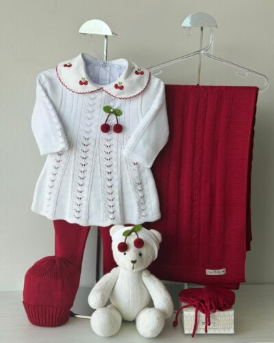 Saída Maternidade Cereja Branco com Vermelho