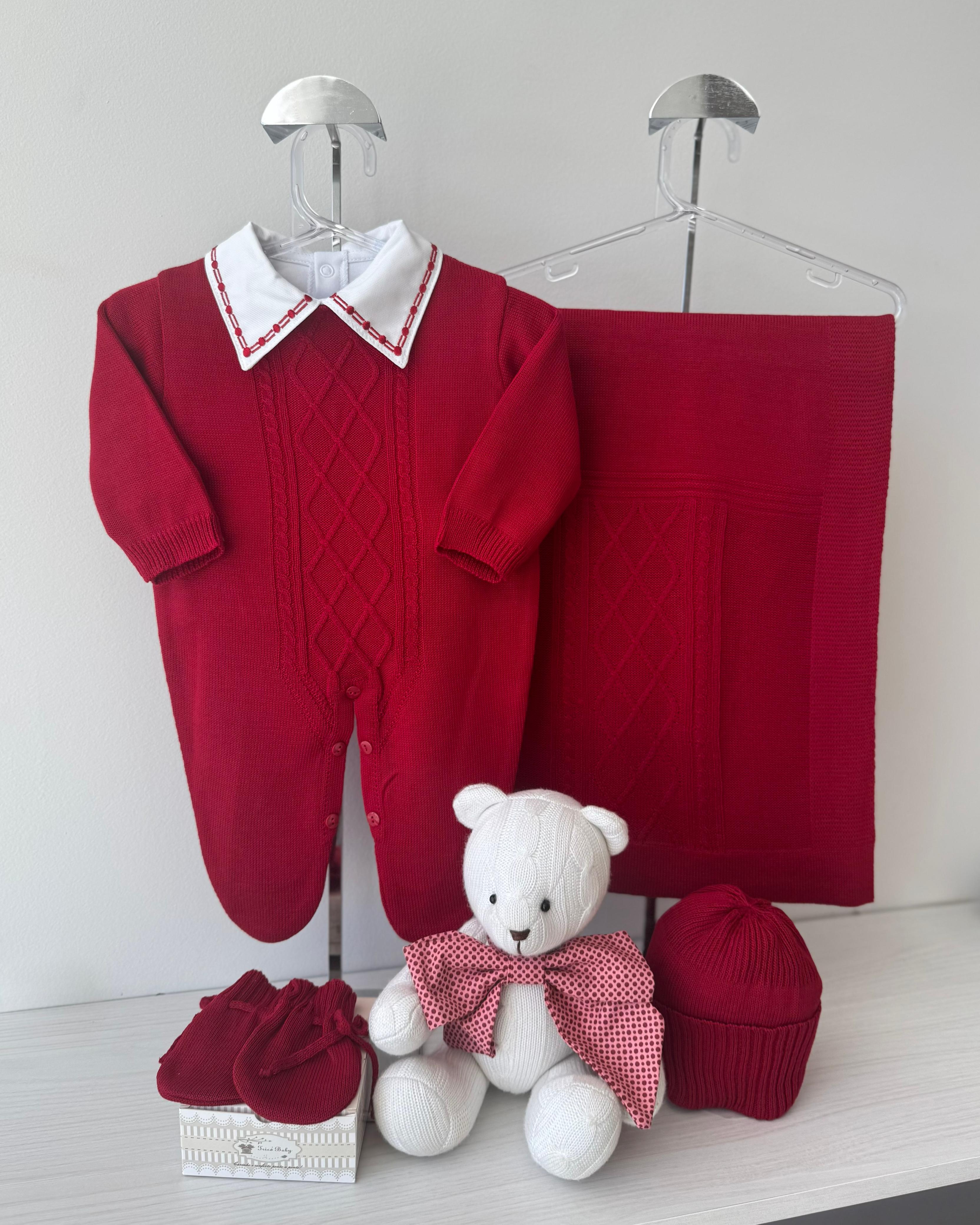 Saída Maternidade Macacão Encanto Vermelho