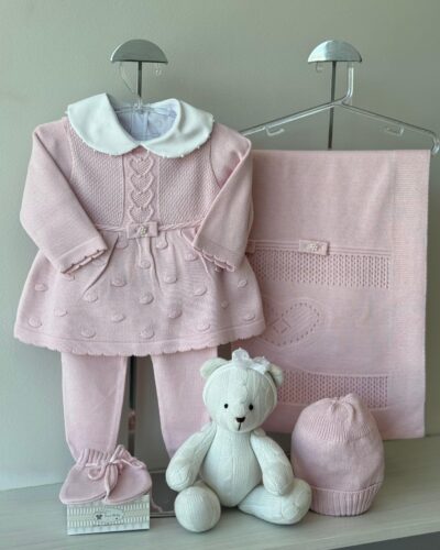 Saída Maternidade Vestido Pelotas Rosa Pupurri