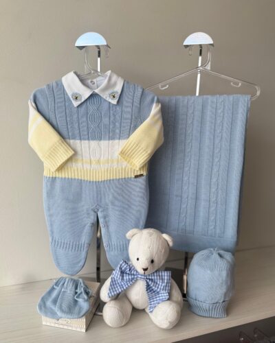 Saída Maternidade Macacão Tricolor Azul Salinas