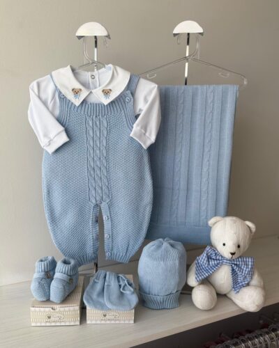 Saída Maternidade Jardineira Pipoca Azul Salinas