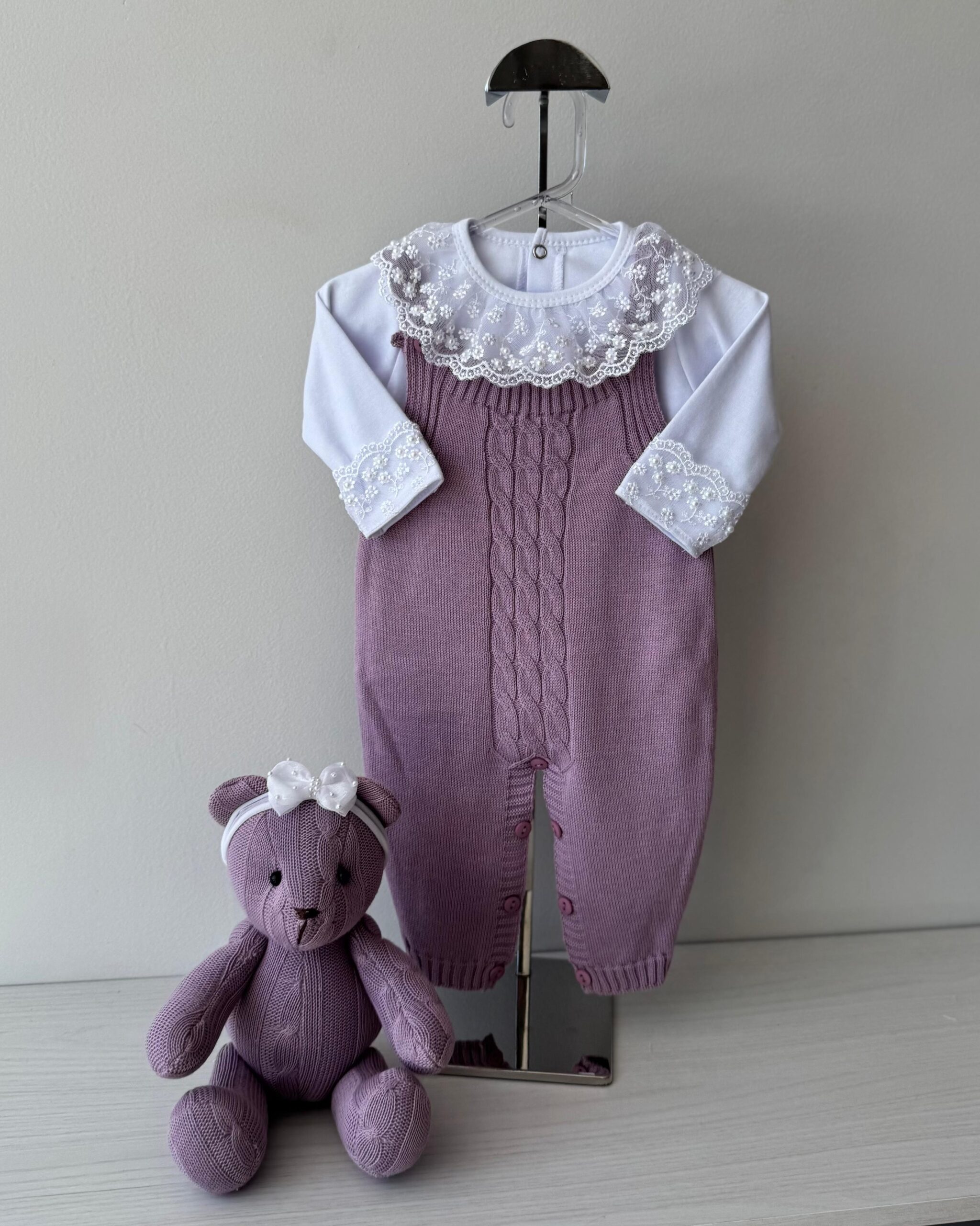 Jardineira Trança Lilás + Body