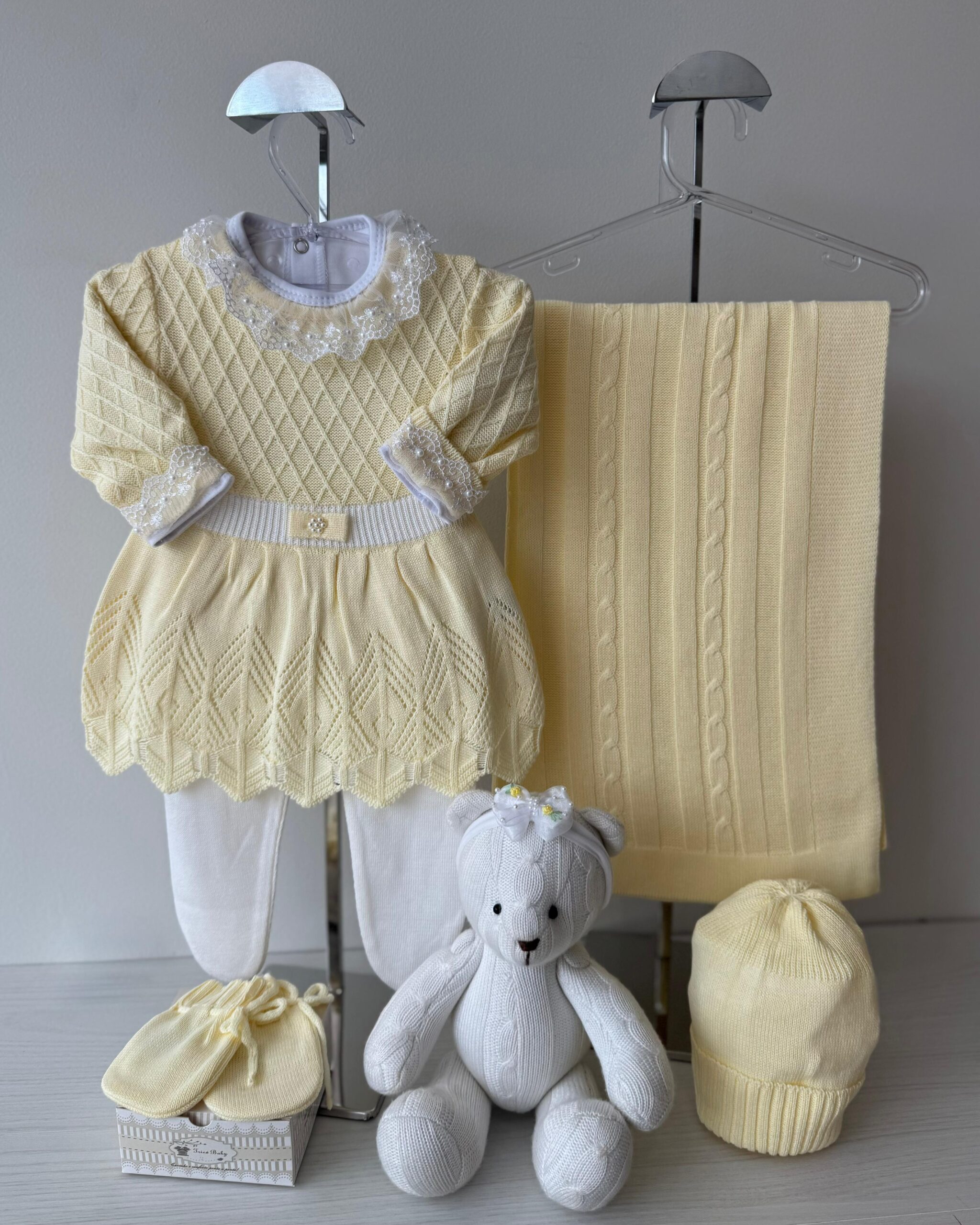 Saída Maternidade Vestido Cinto Amarelo 6pçs