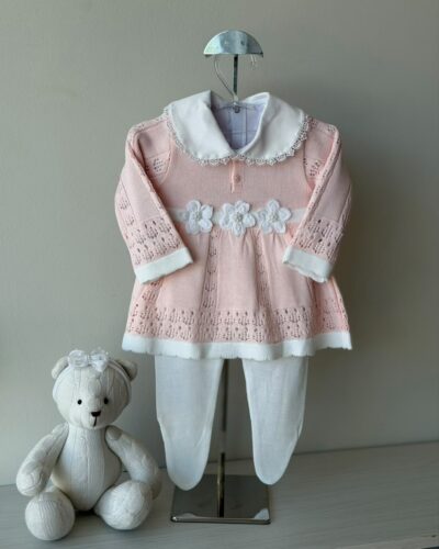 Vestido Rendado Rosa BB + Calça + Body