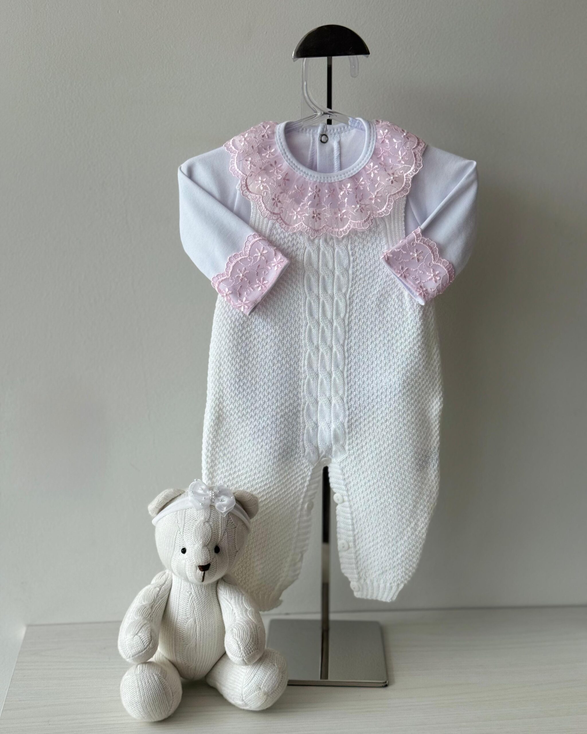 Jardineira Pipoca Branca + Body