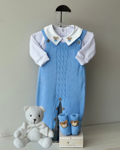 Jardineira Trança Azul Lavanda 3 pçs