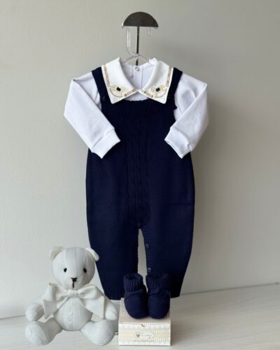 Jardineira Trança Azul marinho 3 pçs