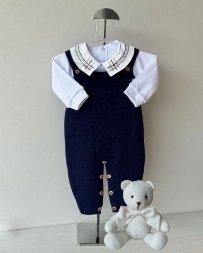 Jardineira Trança Azul Marinho