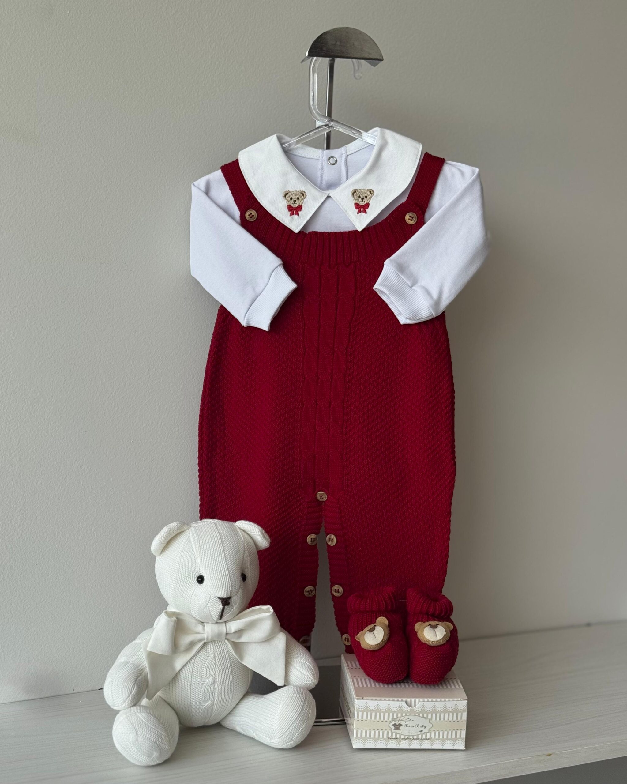 Jardineira Pipoca Vermelho 3 pçs