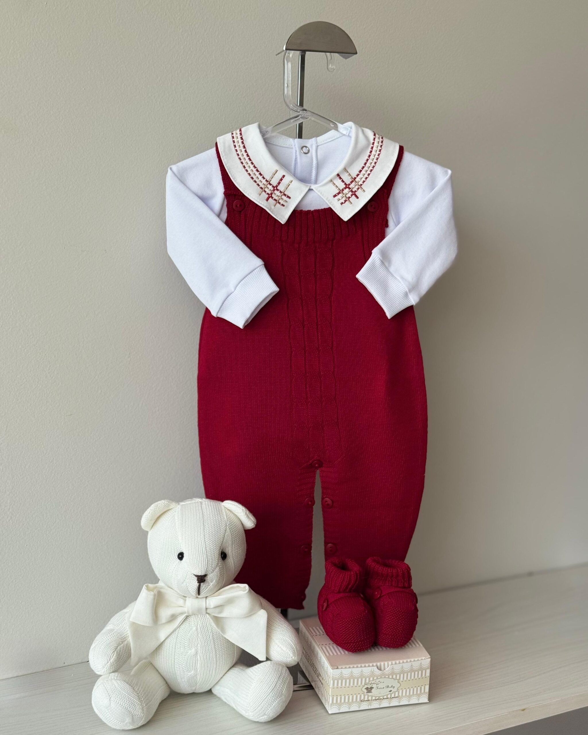 Jardineira Trança Vermelha 3 pçs