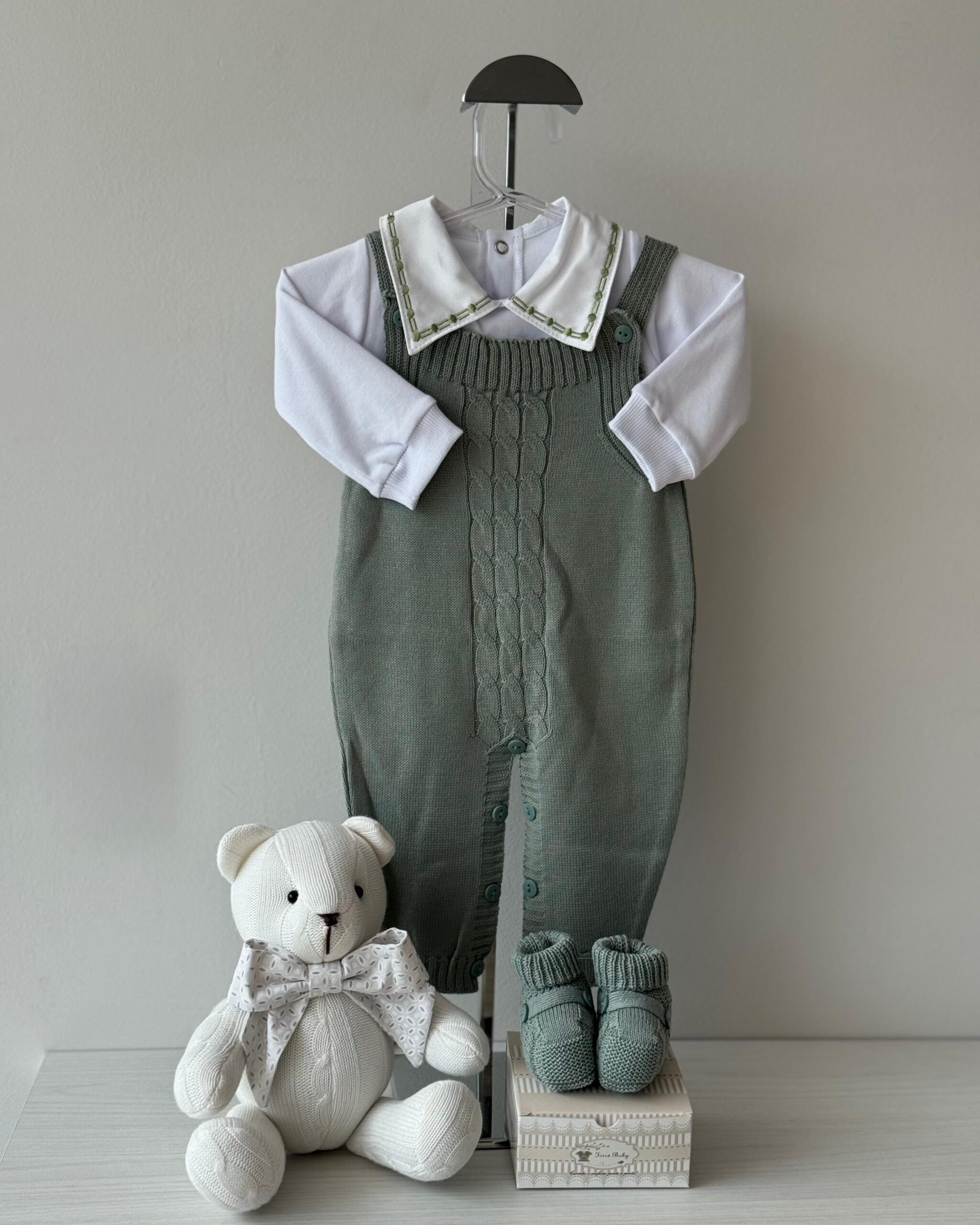 Jardineira Trança Verde Maré 3 pçs