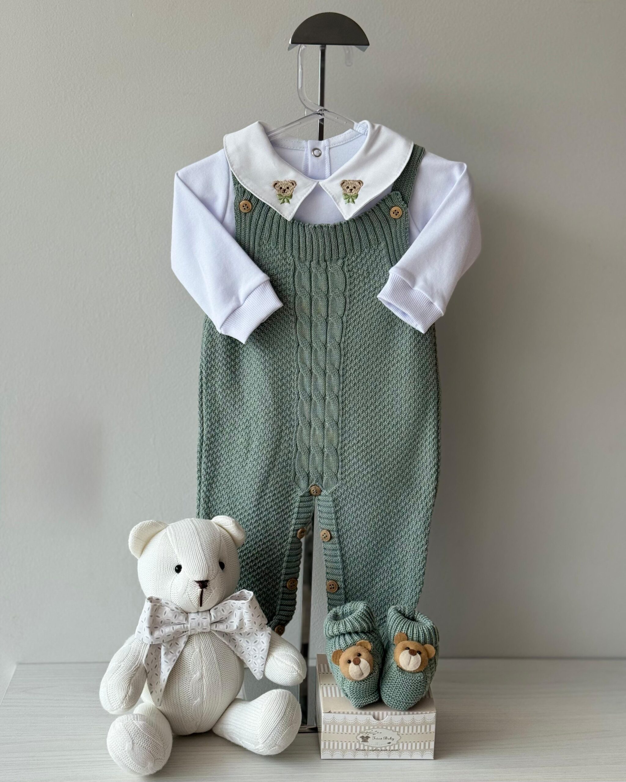 Jardineira Pipoca Verde Maré 3 pçs