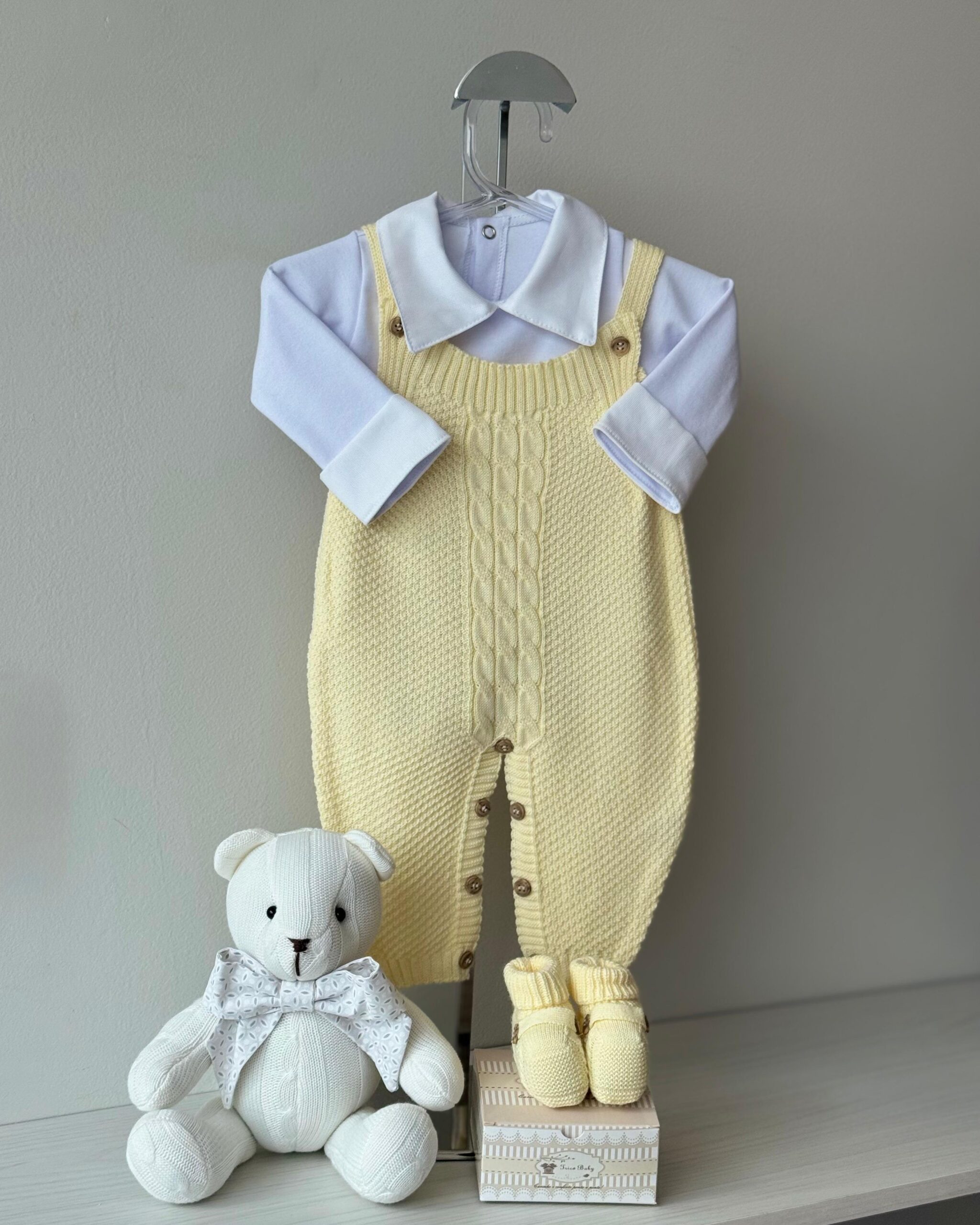 Jardineira Pipoca Amarela 3 pçs