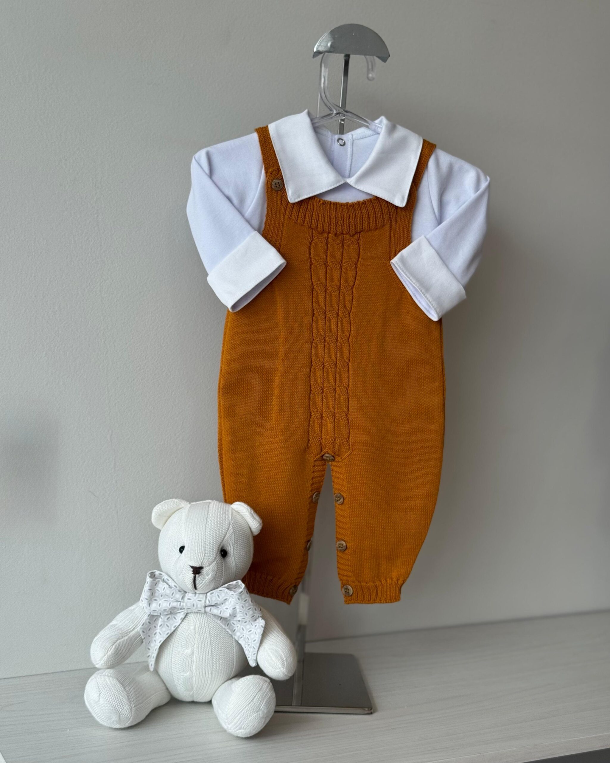 Jardineira Trança Mostarda