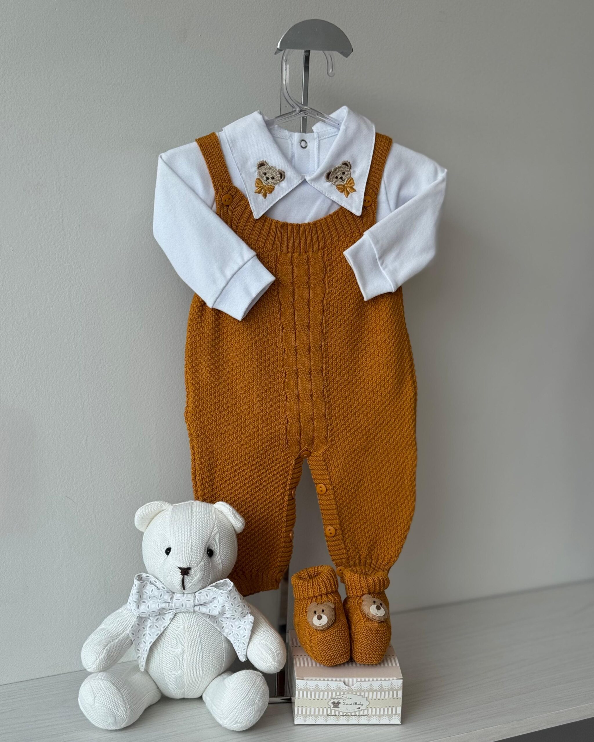 Jardineira Pipoca Mostarda 3 pçs