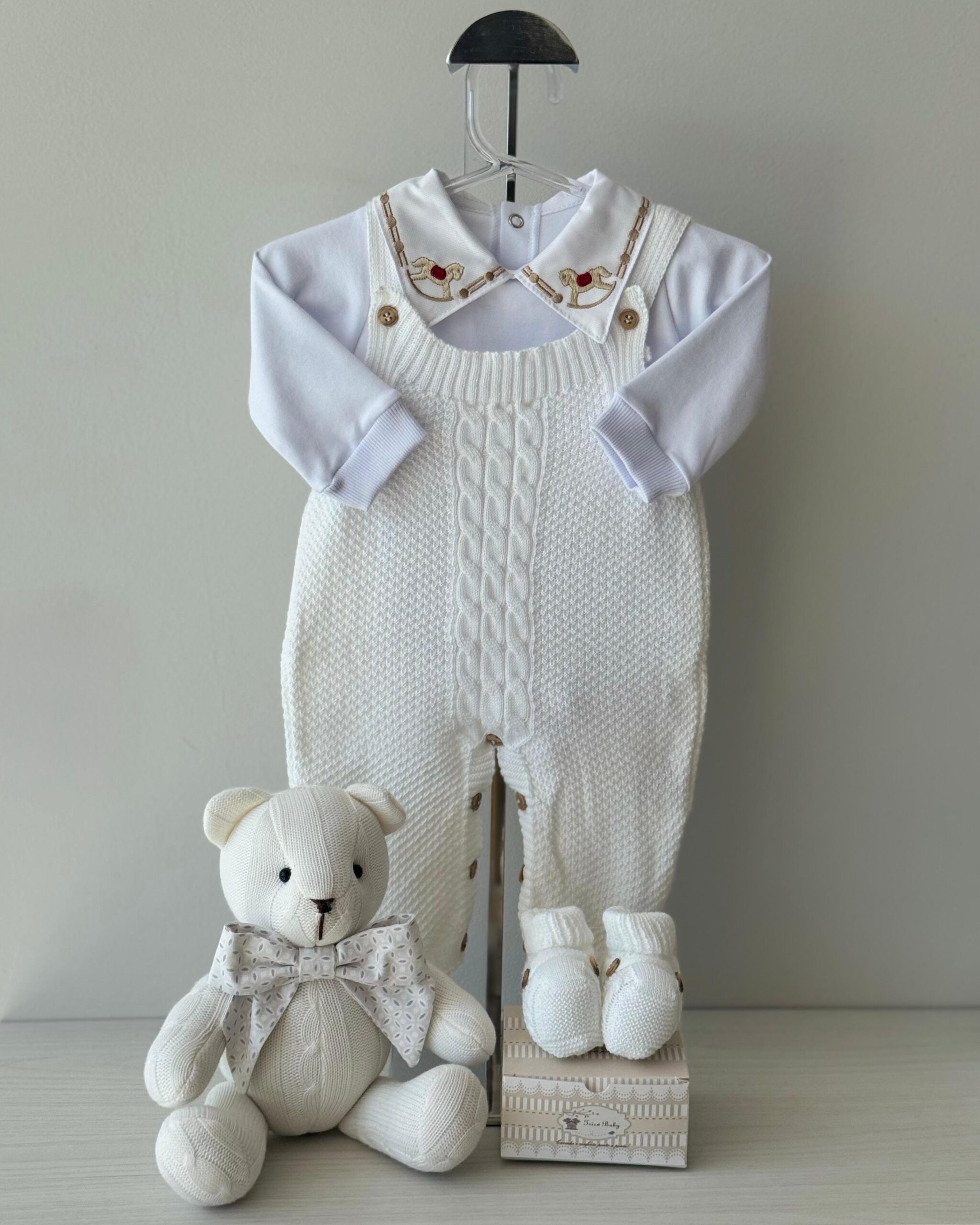 Jardineira Pipoca Branca 3 pçs