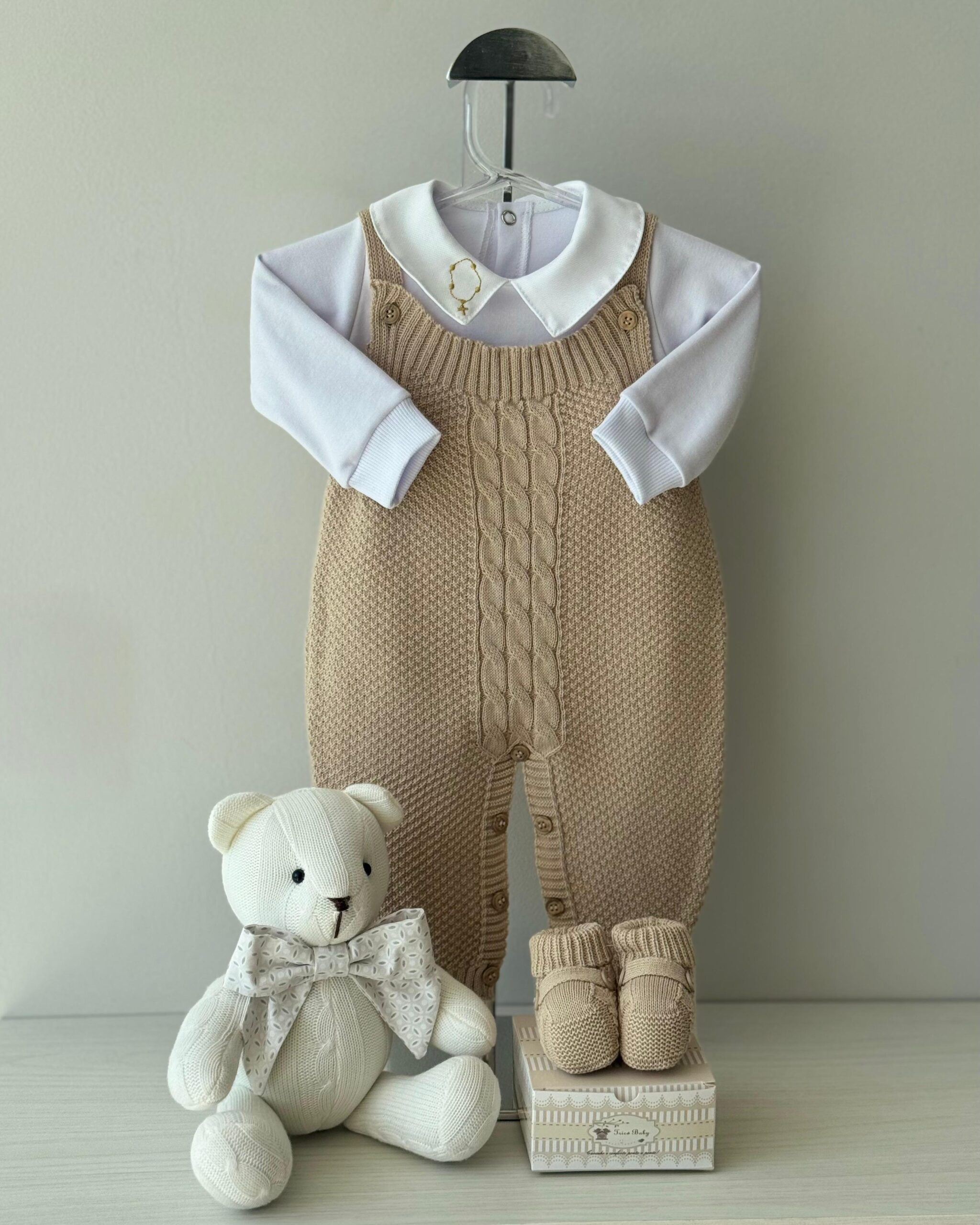 Jardineira Pipoca Areia 3 pçs