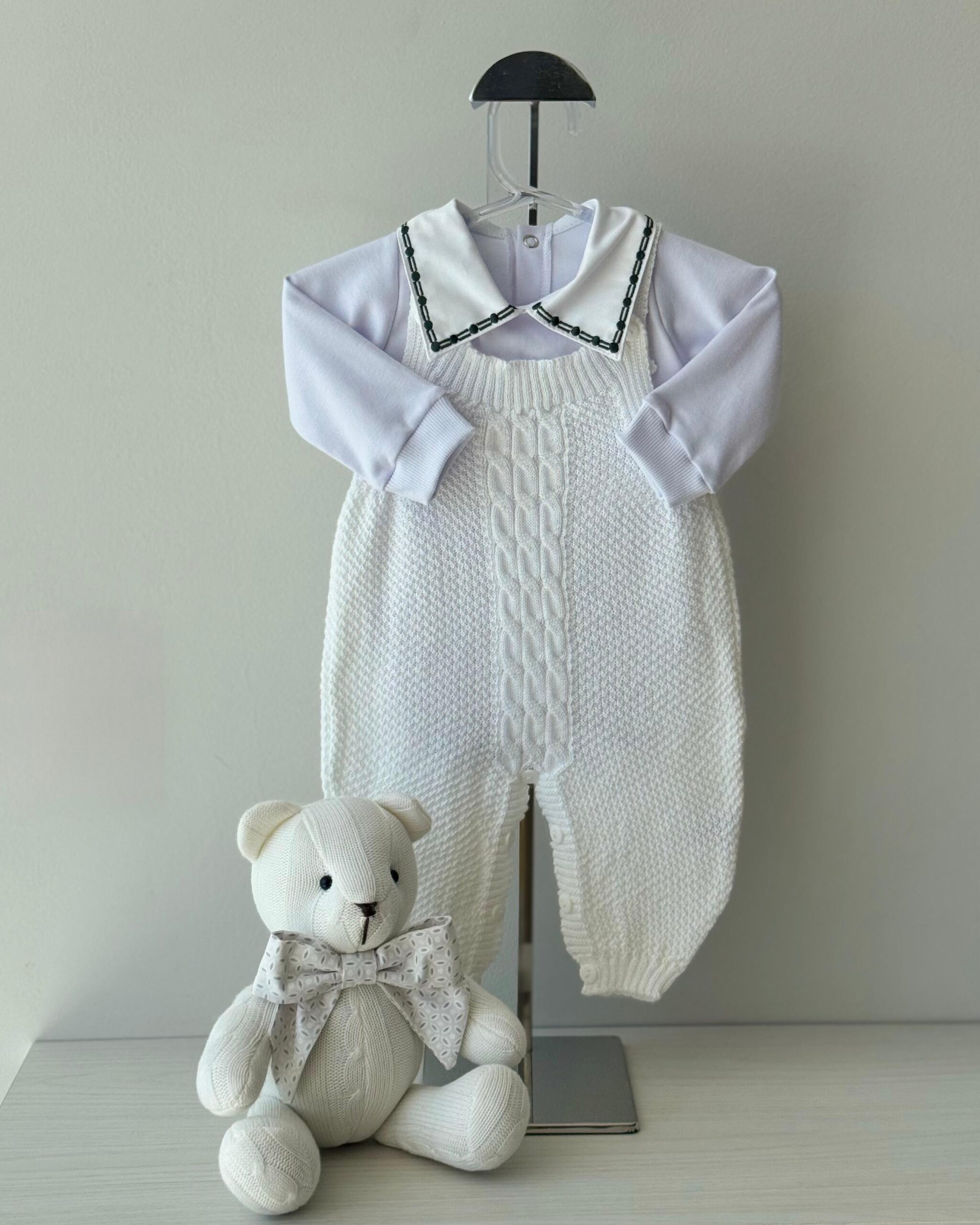 Jardineira Pipoca Branca + Body