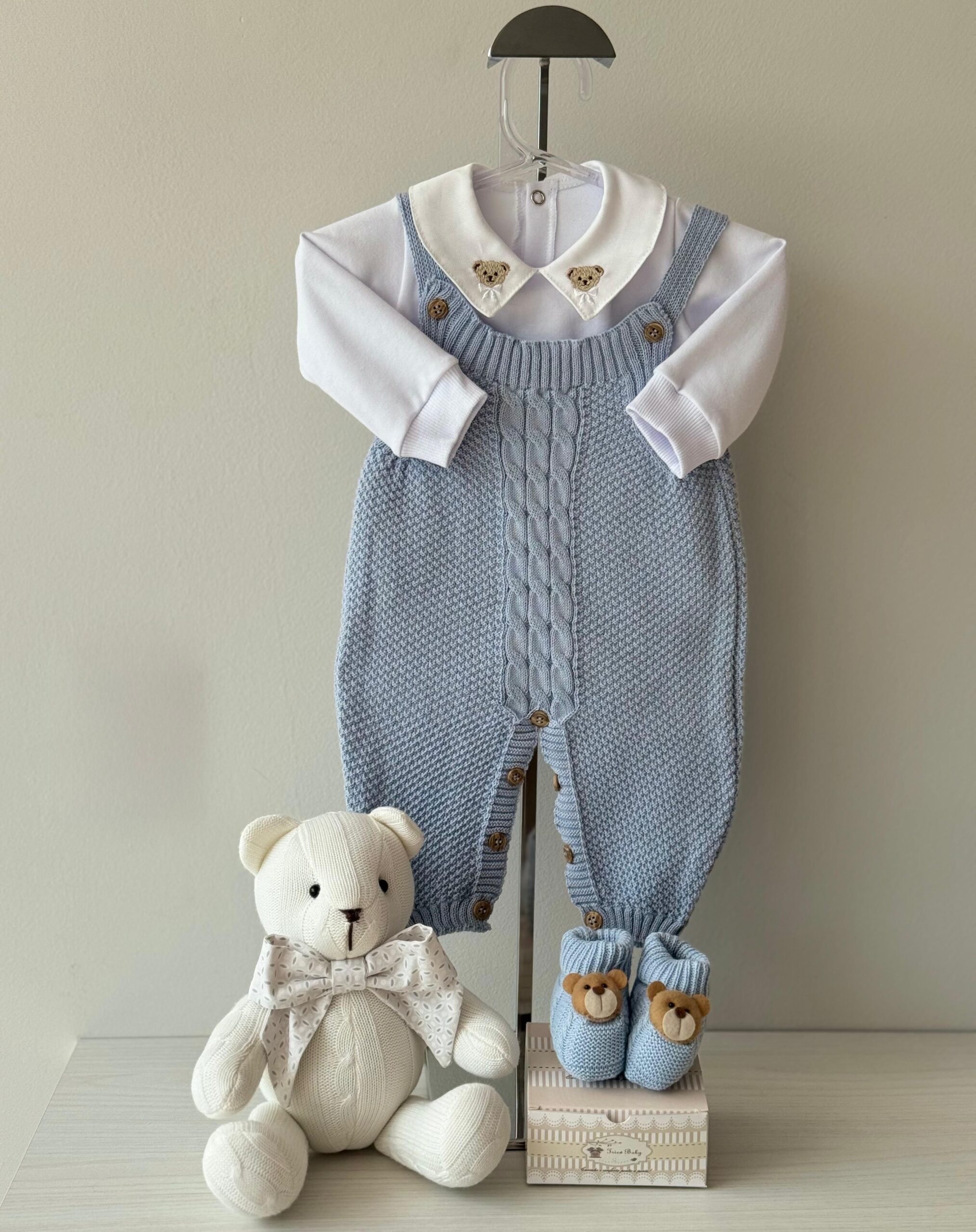 Jardineira Pipoca Azul Salinas 3 pçs