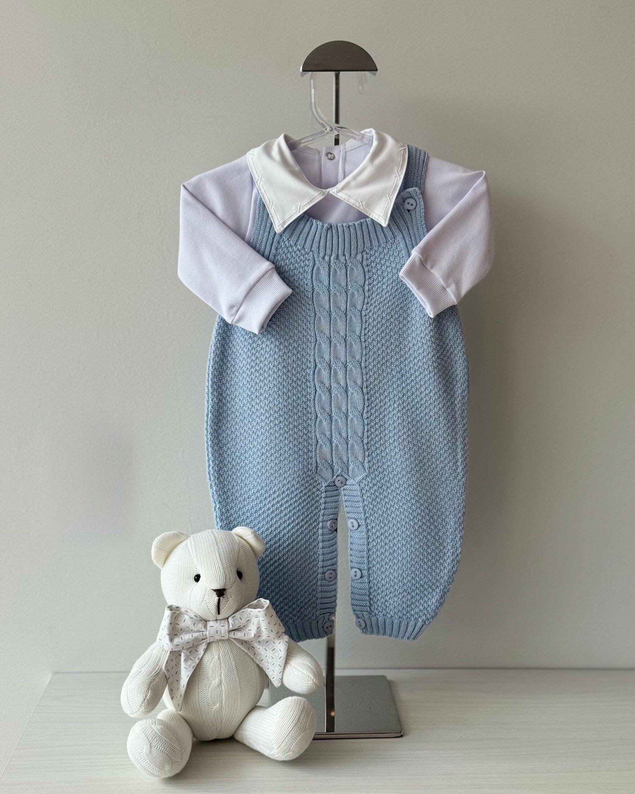 Jardineira Pipoca Azul Salinas +Body