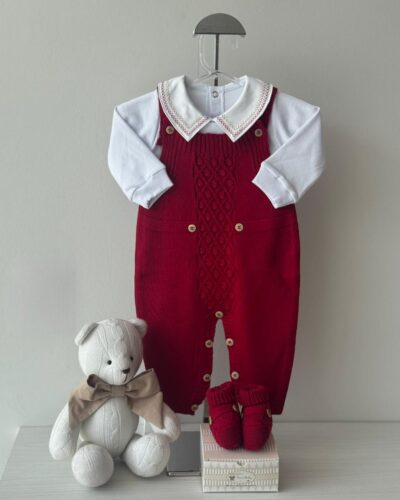 Jardineira Pelotas Vermelha  3 pçs