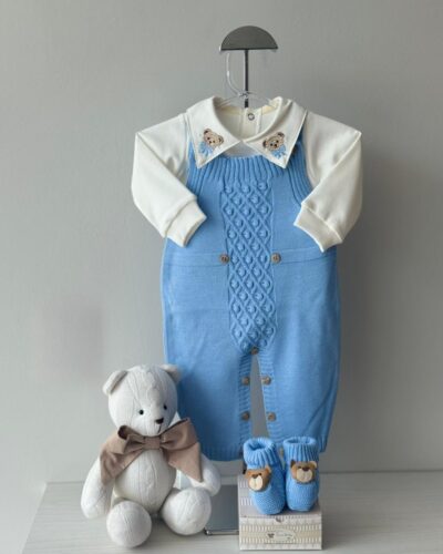 Jardineira Pelotas Azul Lavanda  3 pçs