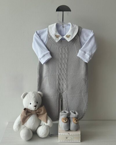 Jardineira Pipoca Cinza 3 pçs