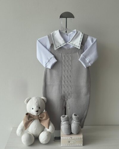 Jardineira Trança Cinza 3pçs