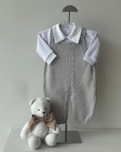 Jardineira Pipoca Cinza + Body