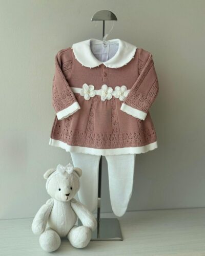 Vestido Rendado Rose + Calça +Body