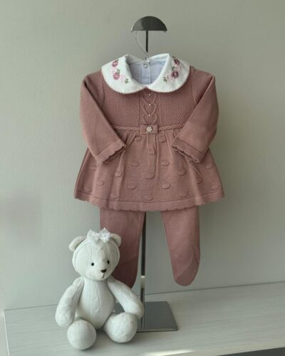 Vestido Pelotas Rose + Calça + Body