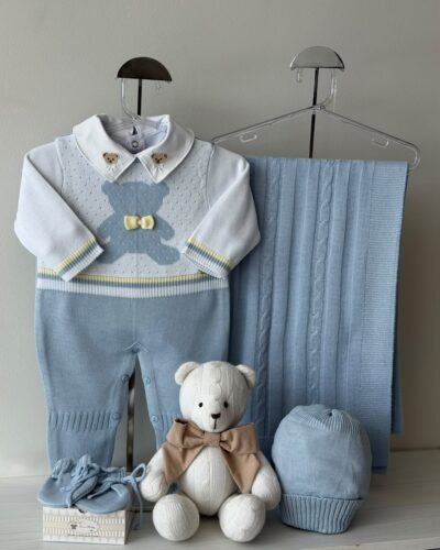 Saída Maternidade Macacão Urso Azul Salinas