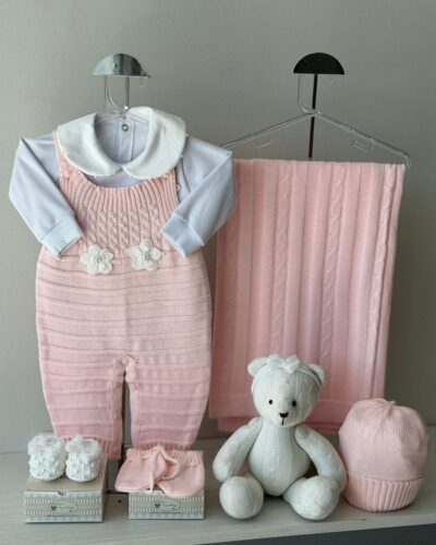 Saída Maternidade Jardineira Flor Rosa Bebê