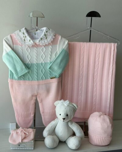 Saída Maternidade Macacão Aaram Rosa Bebê