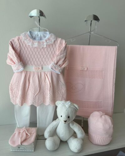 Saída Maternidade Vestido Cinto Rosa Bebê