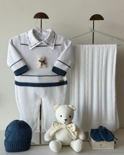 Saída Maternidade Macacão Link Branco e Jeans