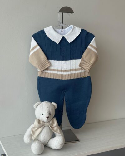 Macacão Tricolor Azul Jeans, Areia e Branco