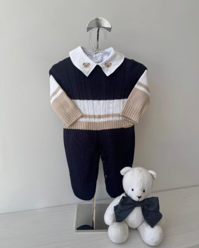 Macacão Tricolor Marinho, Areia e Branco