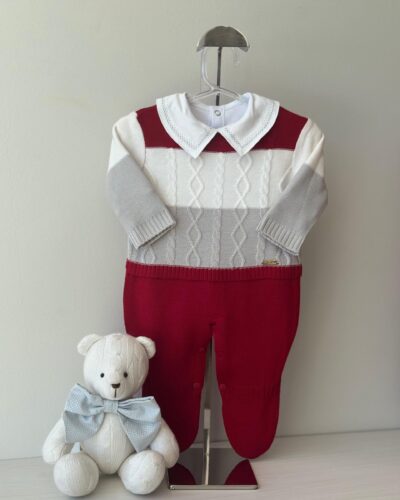 Macacão Aaram Vermelho, Branco e Cinza