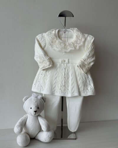 Vestido Pérola Off + Calça + Body