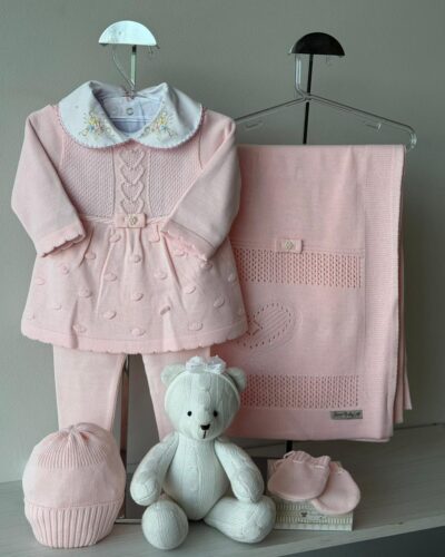 SAÍDA MATERNIDADE VESTIDO PELOTAS ROSA BEBÊ